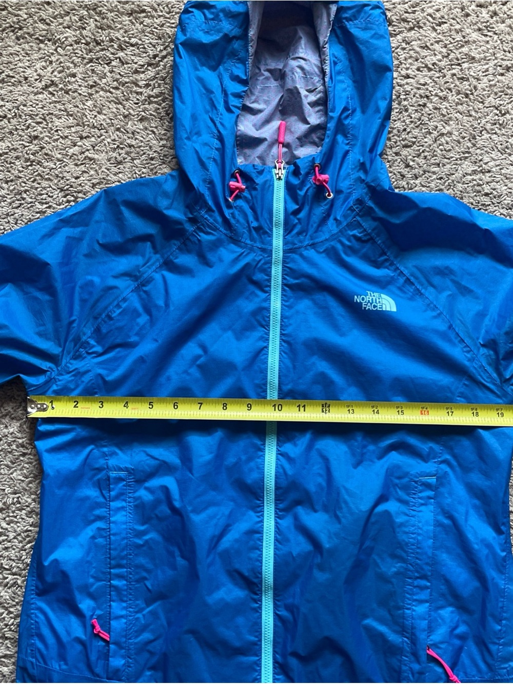 The North Face HyVent 2.5L Rain Jacket Women Medium Blue Waterproof Hooded Shell - Picture 6 of 16